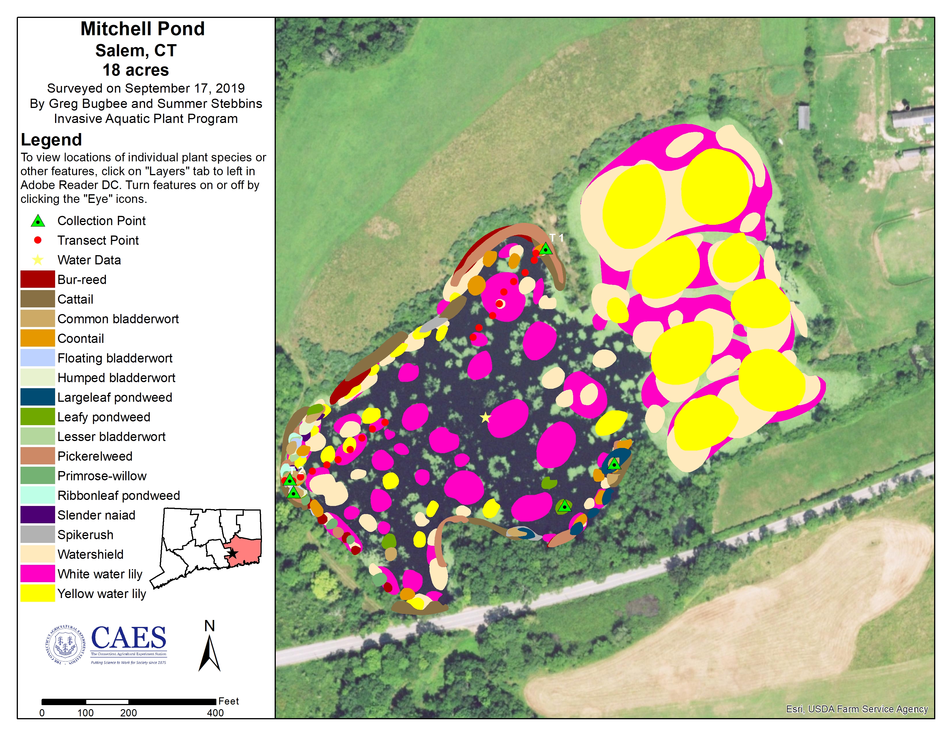 CAES IAPP survey map of Mitchell Pond in 2019