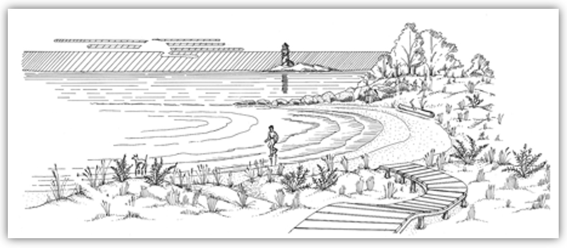 idyllic shore scene sketch