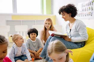 Teacher reading to her class