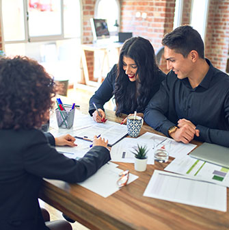 couple working with financial professional