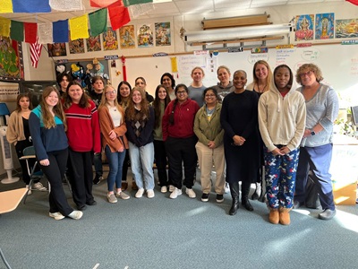 Secretary Thomas and Bacon Academy Students